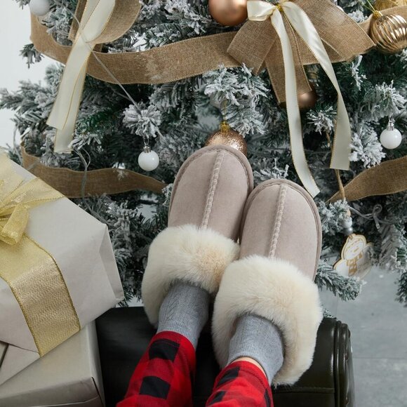 Women's Faux Fur Memory Foam Slippers Warm Slip On House Indoor Outdoor - Picture 7 of 7